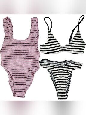 2 BOND-EYE Swimsuits Maxam One Piece & Bikini Edwards Crop/Christy Dot Stripe